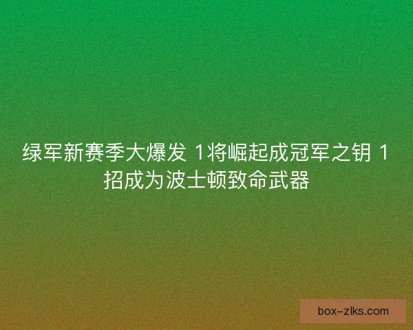 绿军新赛季大爆发 1将崛起成冠军之钥 1招成为波士顿致命武器
